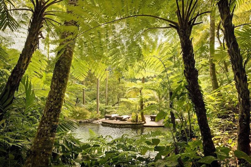 サンデッキに屋外プールとジャグジーがついた広々ヴィラでぜいたく旅