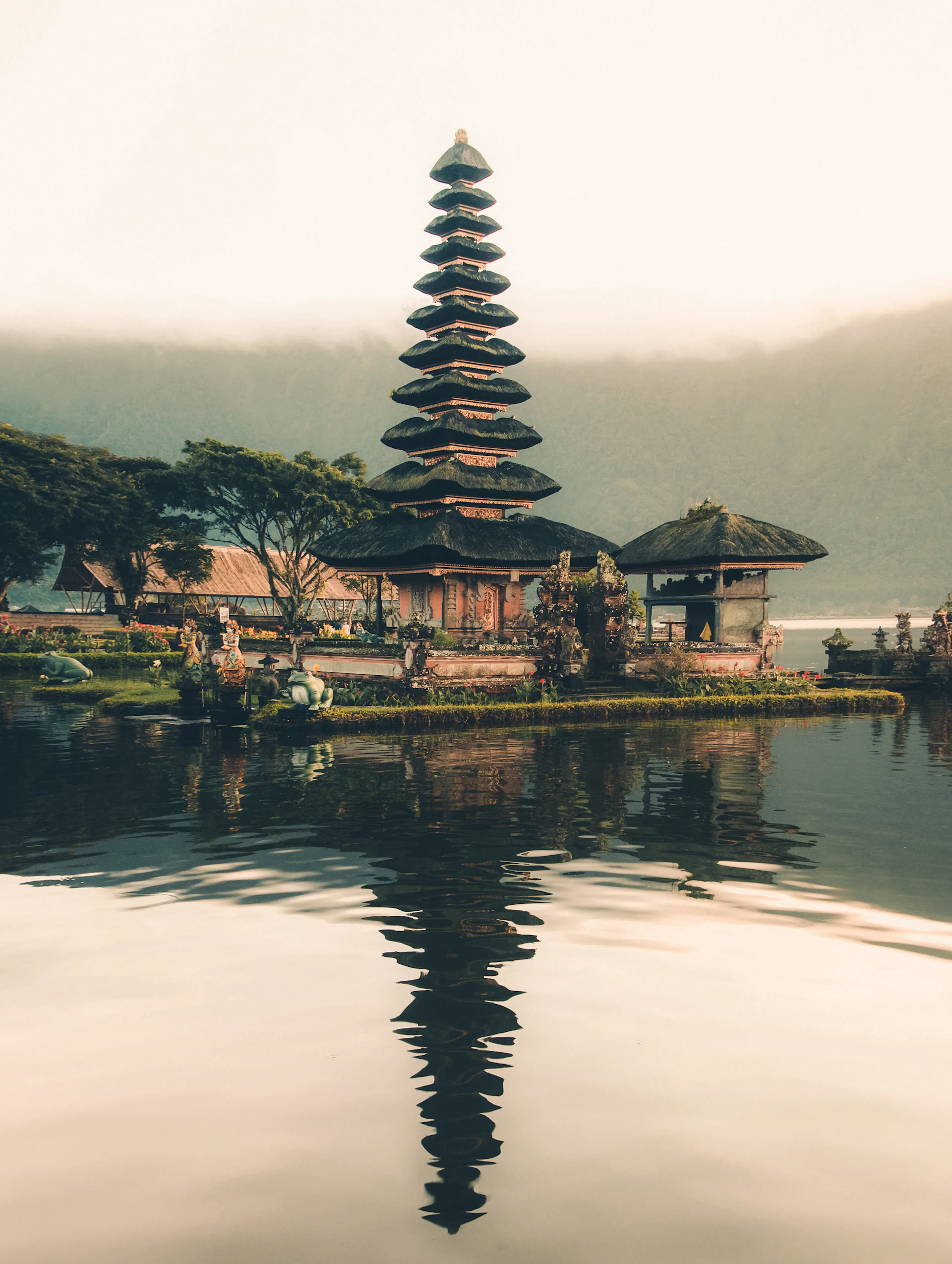 Bali temple with lush tropical greenery