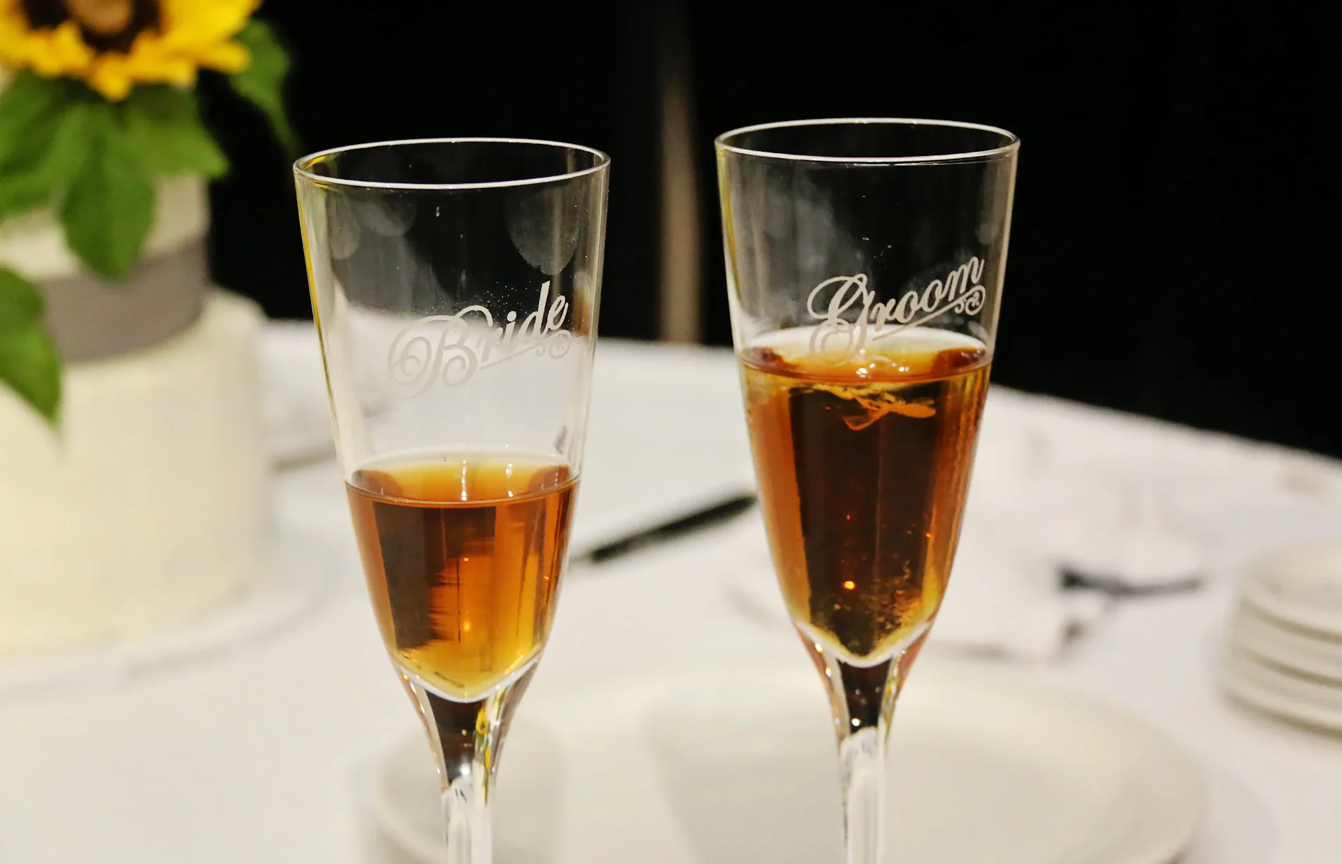 Champagne glasses on an elegant table