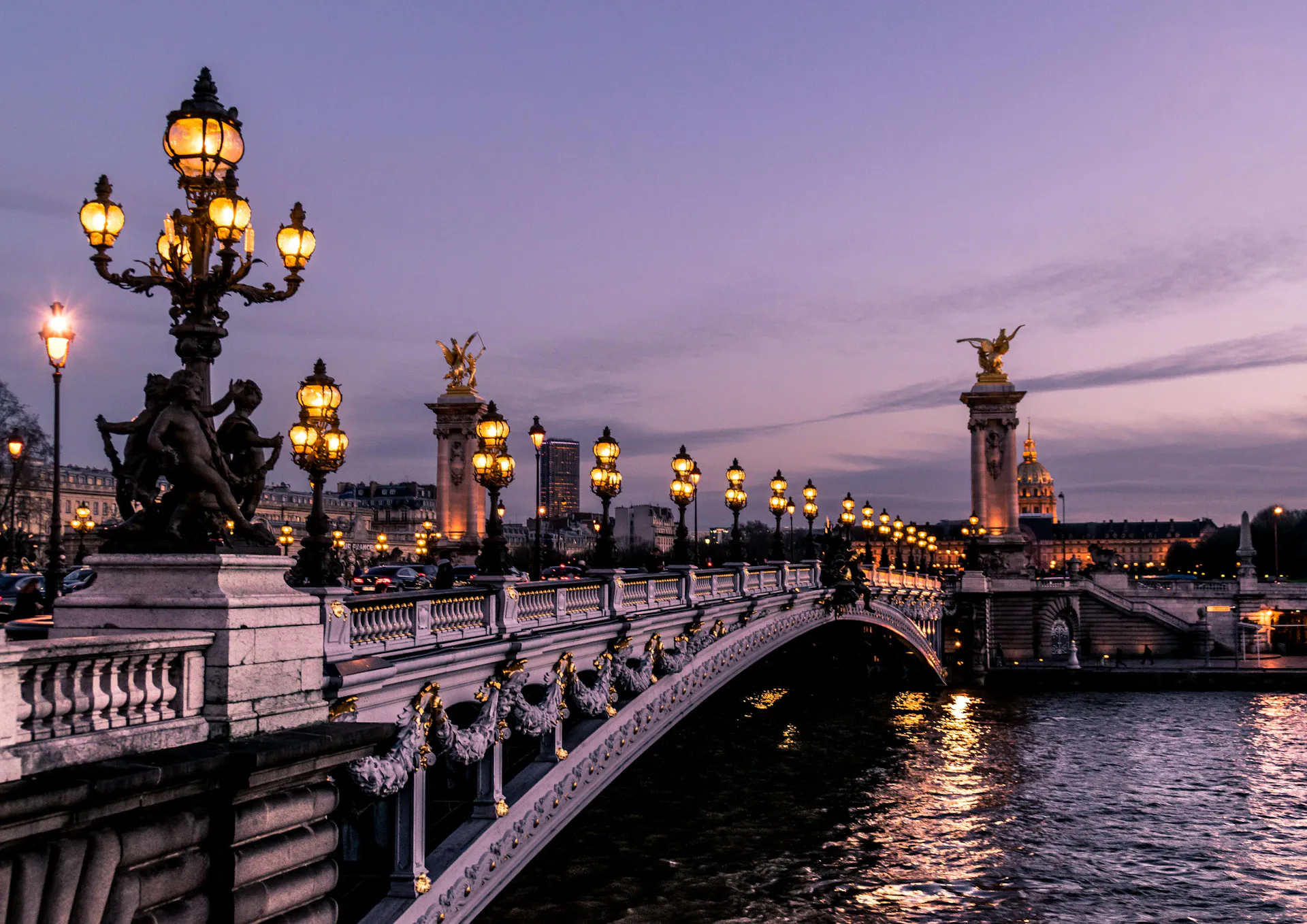 Eiffel Tower in Paris at dusk