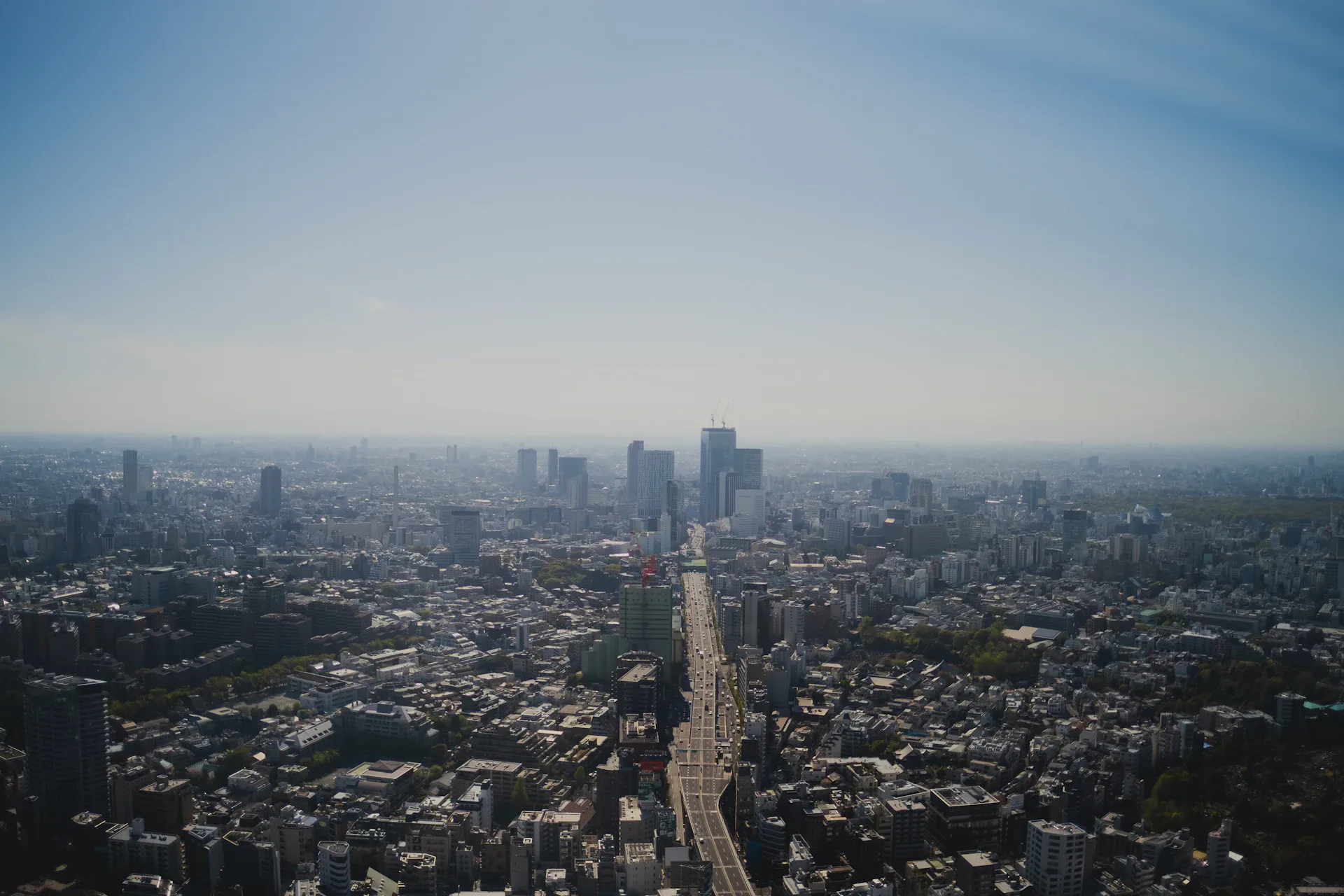 Aerial view of Tokyo with tall buildings